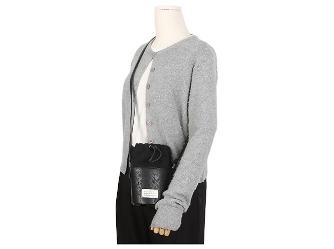 Maison Martin Margiela Borsa a secchiello in micro pelle Nera - vista 11
