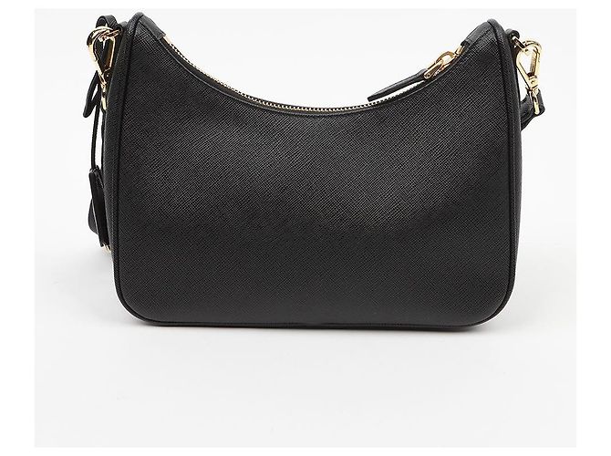 Prada Borsa a tracolla Re-Edition in pelle Saffiano Black - vista 4