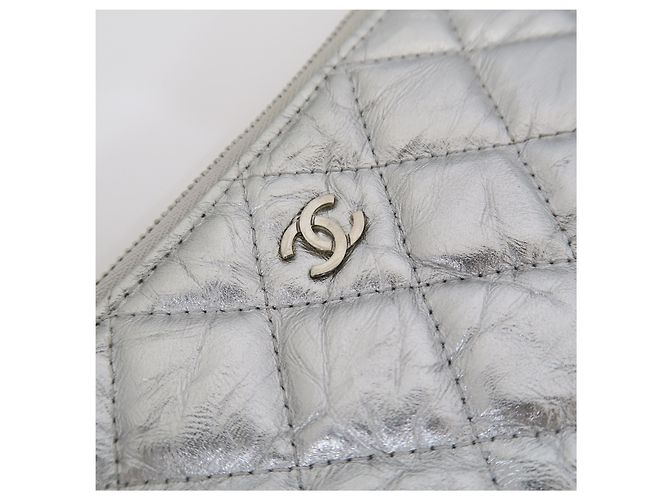 Chanel Clutch Matelassé Caviar Silver CC Logo Large Series - vista 2
