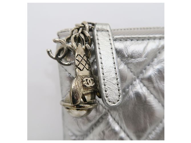 Chanel Clutch Matelassé Caviar Silver CC Logo Large Series - vista 4