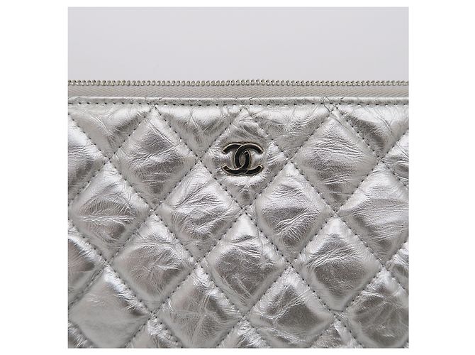Chanel Clutch Matelassé Caviar Silver CC Logo Large Series - vista 8