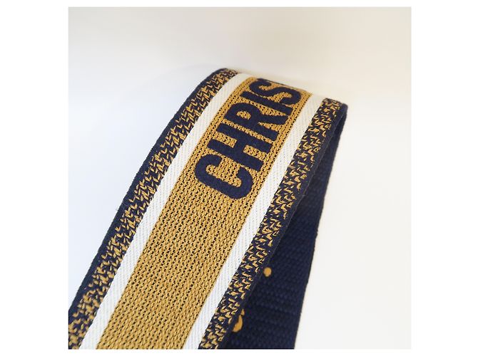 Dior Schultergurt mit Gold Navy gesticktem Logo Limited Edition - Ansicht 3