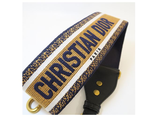 Dior Schultergurt mit Gold Navy gesticktem Logo Limited Edition - Ansicht 4