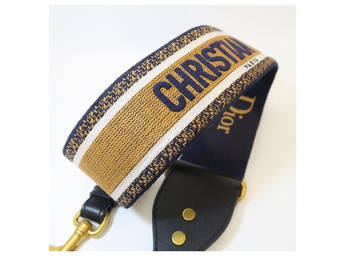 Dior Schultergurt mit Gold Navy gesticktem Logo Limited Edition - Ansicht 5