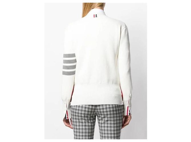 Thom Browne Rebeca clásica de algodón con cuello en V Blanco - vista 12