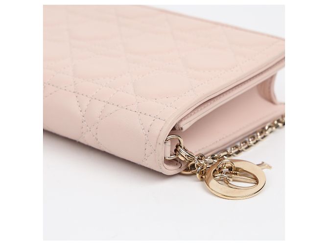 Dior Lady Pouch e borsa a tracolla in pelle d'agnello Cannage Dusty Pink - vista 10
