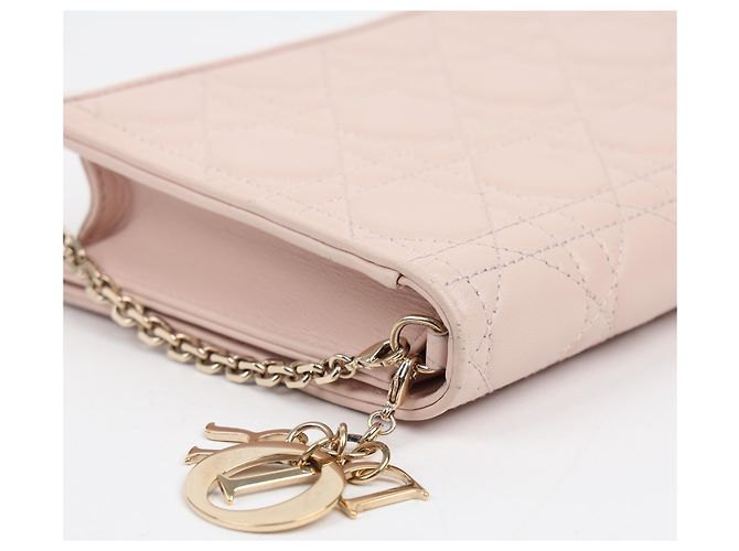 Dior Lady Pouch e borsa a tracolla in pelle d'agnello Cannage Dusty Pink - vista 12
