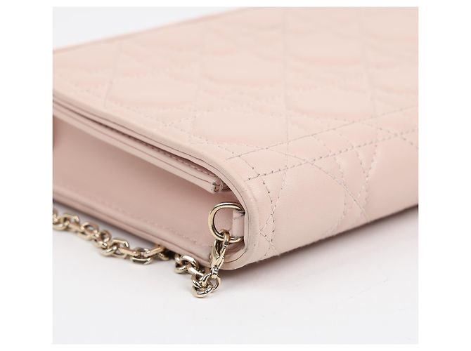 Dior Lady Pouch e borsa a tracolla in pelle d'agnello Cannage Dusty Pink - vista 9