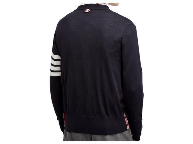 Thom Browne Nachhaltiger Wollcardigan mit Streifen Navy - Ansicht 2