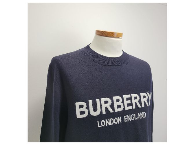Burberry Wollmisch-Pullover mit Intarsia-Logo Coal Blue - Ansicht 9