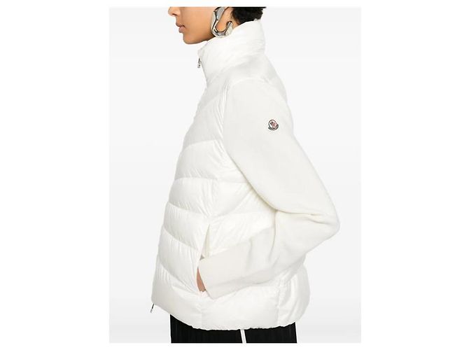 Moncler Cardigã de Lã com Zíper Acolchoado White - vista 10