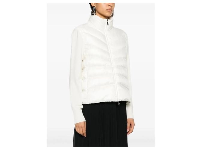 Moncler Cardigã de Lã com Zíper Acolchoado White - vista 2