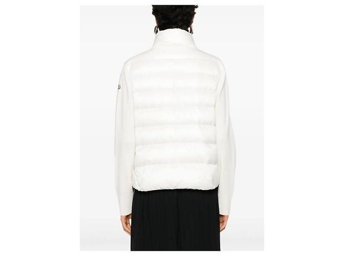 Moncler Cardigã de Lã com Zíper Acolchoado White - vista 3