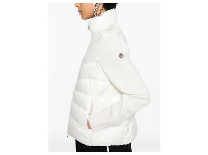 Moncler Cardigã de Lã com Zíper Acolchoado White - vista 4