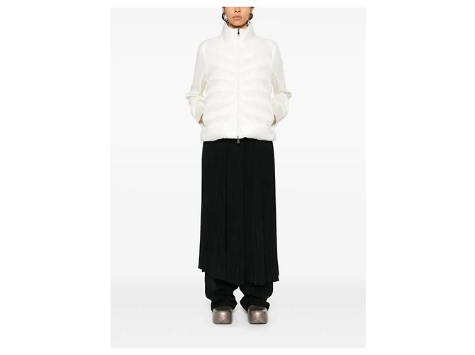 Moncler Cardigã de Lã com Zíper Acolchoado White - vista 5