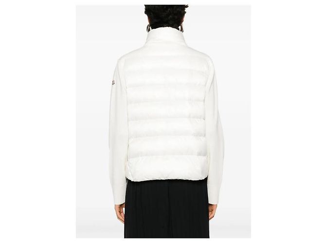 Moncler Cardigã de Lã com Zíper Acolchoado White - vista 9