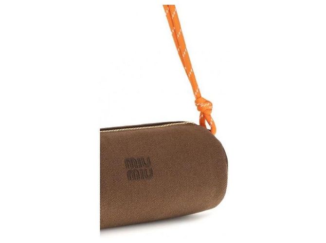 Pochette Miu Miu in gabardine marrone - vista 7