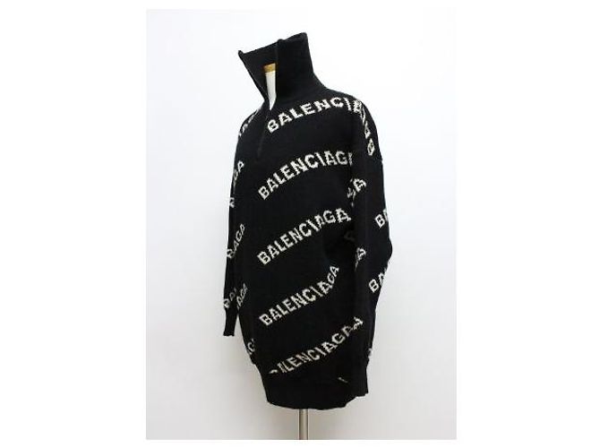 Balenciaga Strickpullover mit halbem Reißverschluss Schwarz - Ansicht 2