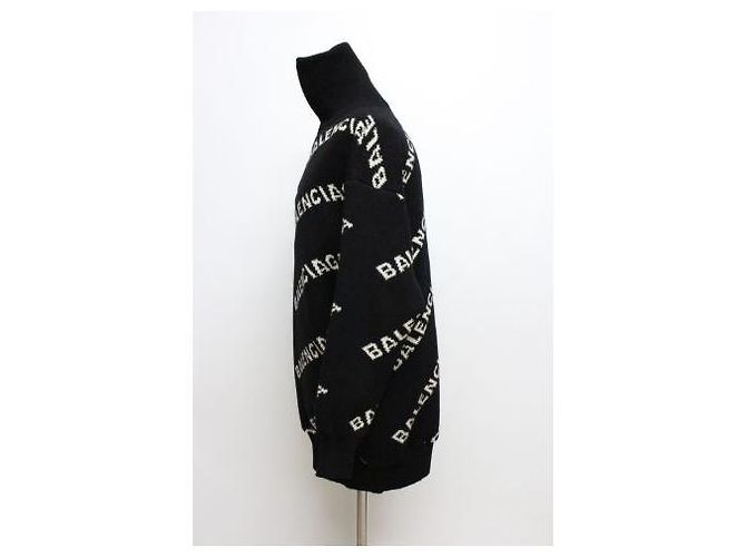 Balenciaga Strickpullover mit halbem Reißverschluss Schwarz - Ansicht 3