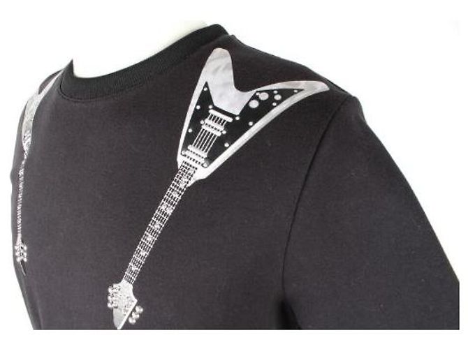 Acne T-Shirt mit Gitarren-Print Kurzarm Schwarz XS - Ansicht 7