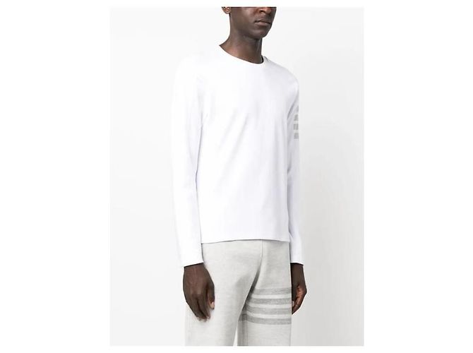 Thom Browne Baumwoll-T-Shirt mit langen Ärmeln Weiß - Ansicht 3