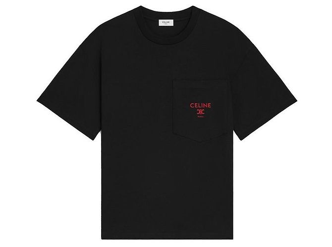 Céline Schwarz kurzärmliges T-Shirt aus Baumwolle - Ansicht 2