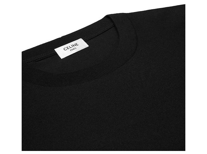 Céline Schwarz kurzärmliges T-Shirt aus Baumwolle - Ansicht 4