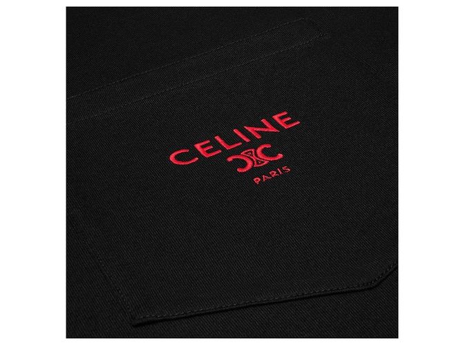 Céline Schwarz kurzärmliges T-Shirt aus Baumwolle - Ansicht 5