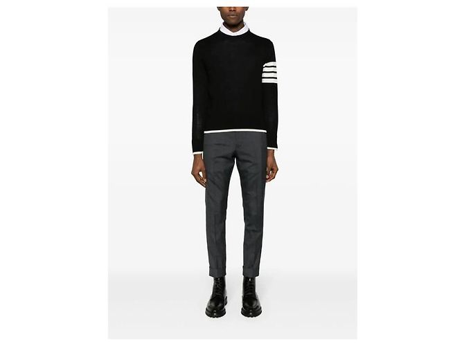 Thom Browne Four Bar Stripe Rundhals-Wollstrickpullover - Ansicht 2