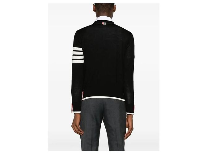 Thom Browne Four Bar Stripe Rundhals-Wollstrickpullover - Ansicht 3