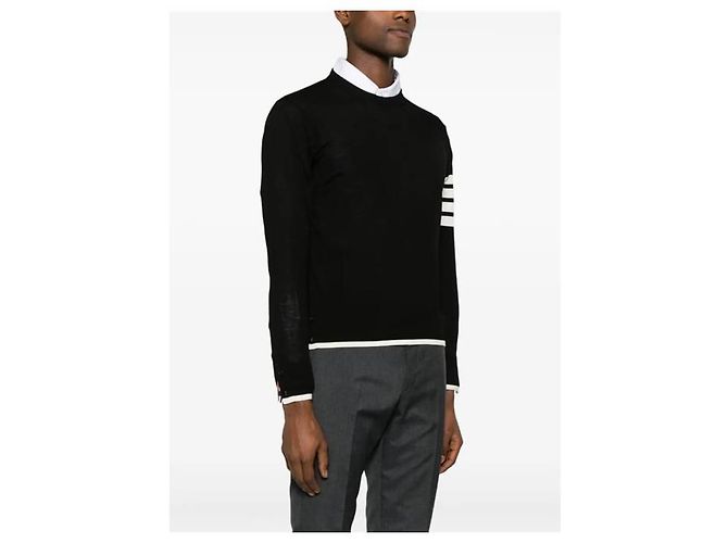 Thom Browne Four Bar Stripe Rundhals-Wollstrickpullover - Ansicht 4