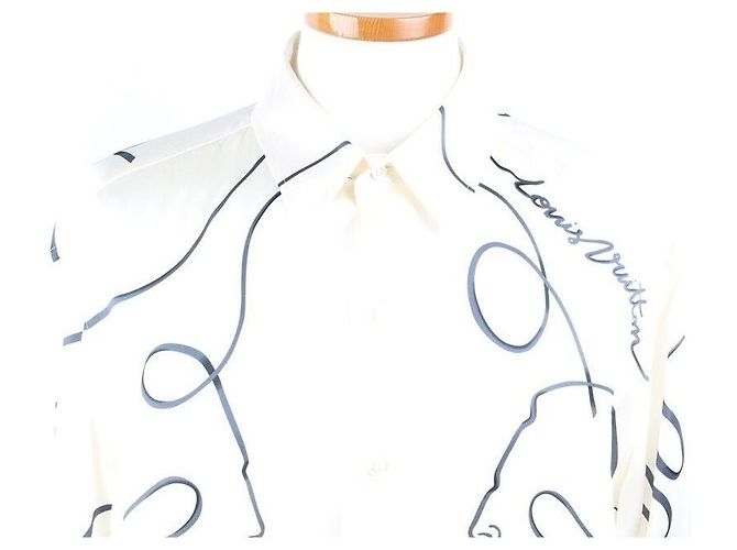 Louis Vuitton Kim Jones Initial Seidenhemd White XL - Ansicht 2