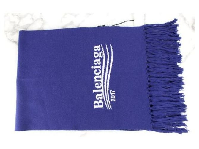 Balenciaga Cachecol de Lã Wave Logo Blue - vista 2