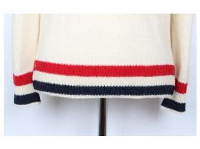 Thom Browne Pullover de malha com decote canoa às riscas RWB - vista 7