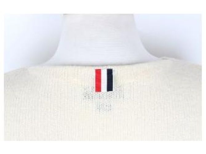 Thom Browne Pullover de malha com decote canoa às riscas RWB - vista 8