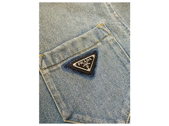 Prada Giacca sovracamicia in denim Triangle Blu da uomo - vista 4