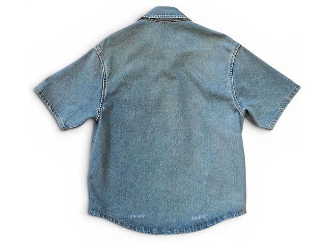 Prada Giacca sovracamicia in denim Triangle Blu da uomo - vista 8