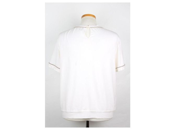 Brunello Cucinelli T-Shirt mit kurzen Ärmeln und Perlen - Ansicht 5