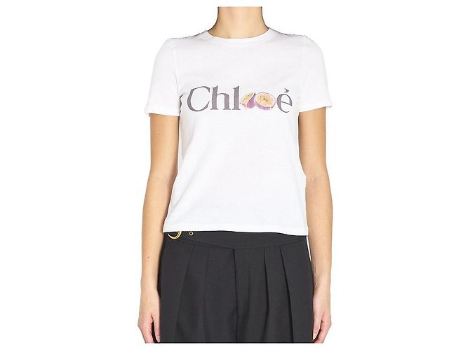 Chloé Baumwoll-Jersey Baby Fit Logo T-Shirt Weiß - Ansicht 5