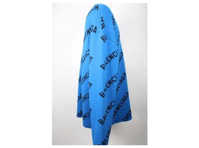 Balenciaga Multi Logo Strickpullover Blau - Ansicht 3