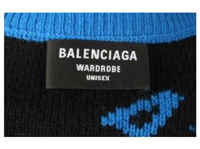 Balenciaga Multi Logo Strickpullover Blau - Ansicht 6