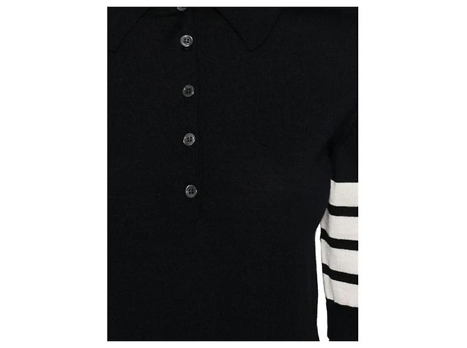 Thom Browne Polo Relaxed Wool Bar Navy - vista 10