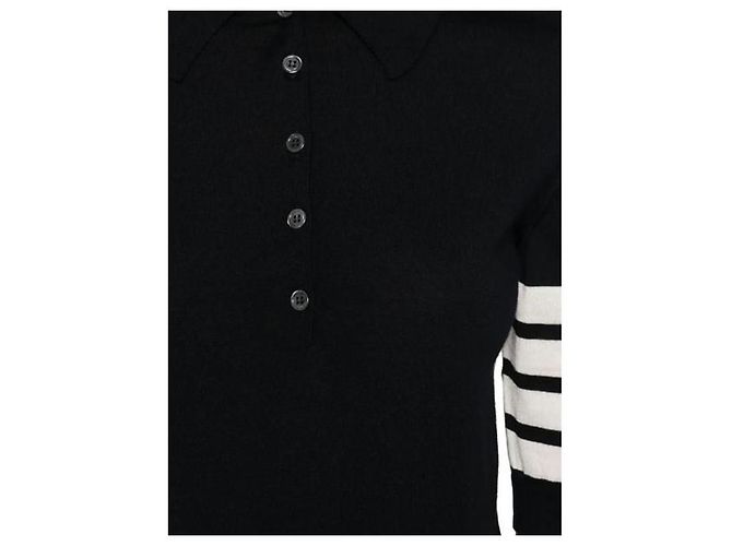 Thom Browne Polo Relaxed Wool Bar Navy - vista 4