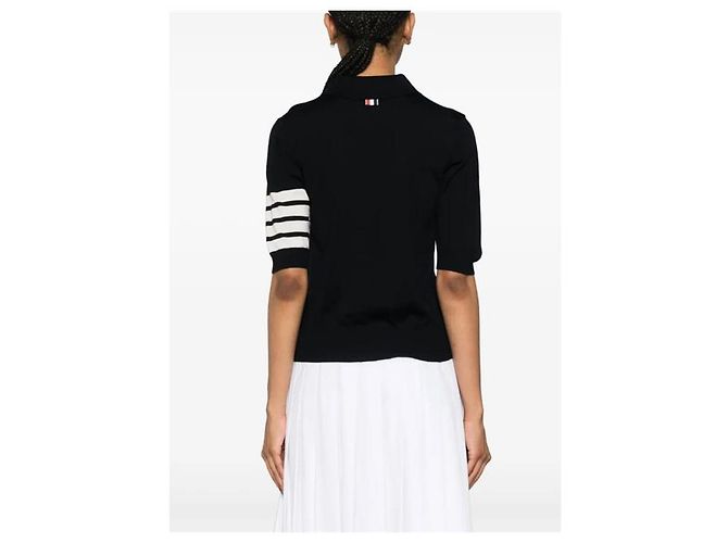 Thom Browne Polo Relaxed Wool Bar Navy - vista 9