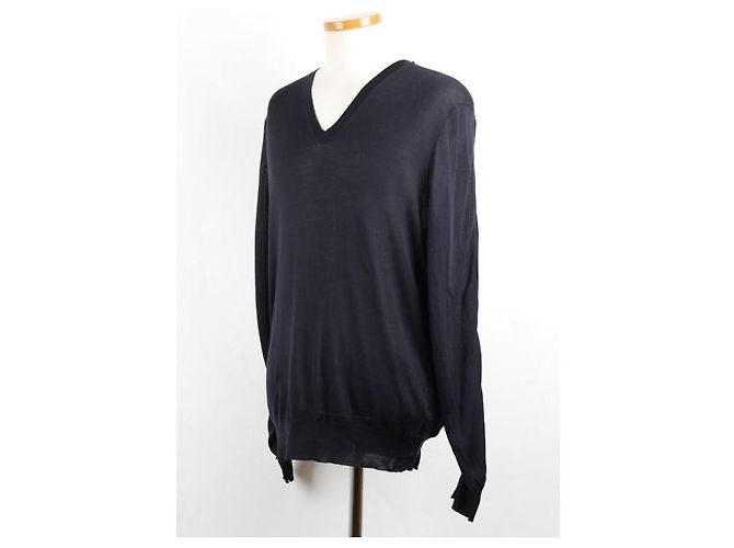 Hermès Suede Leather Stitch Knit Navy - Ansicht 2