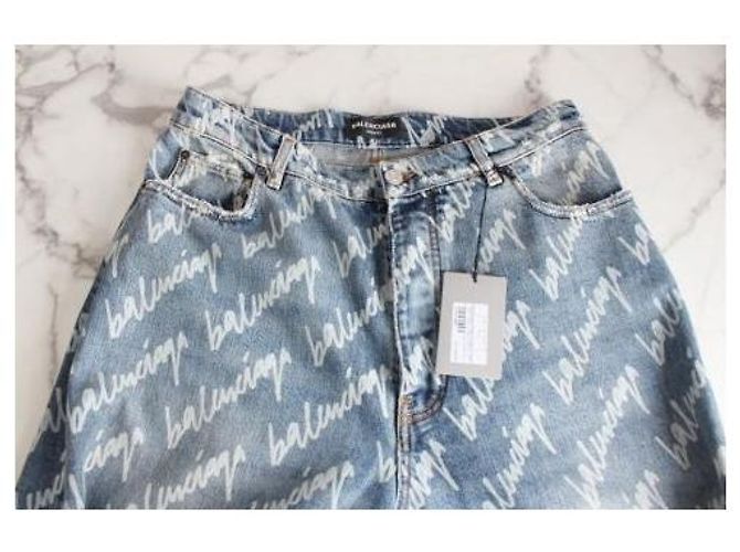 Balenciaga Multi Logo Washed Denim Hose - Ansicht 3