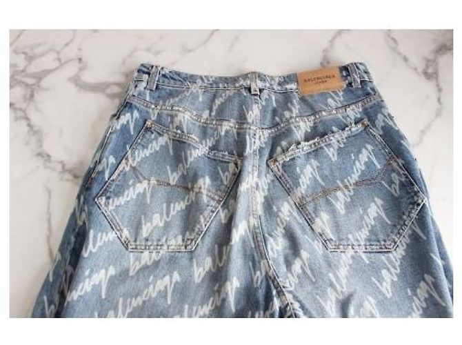 Balenciaga Multi Logo Washed Denim Hose - Ansicht 4