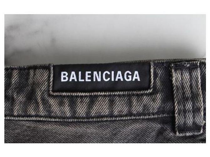 Balenciaga Falda de denim negra Logo - vista 3