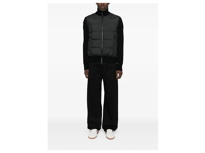 Moncler Gesteppter Wollcardigan mit Reißverschluss Schwarz - Ansicht 2