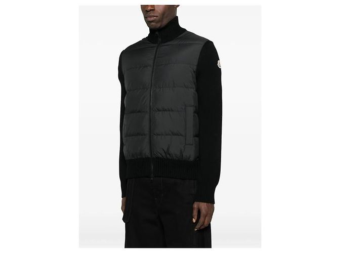 Moncler Gesteppter Wollcardigan mit Reißverschluss Schwarz - Ansicht 4